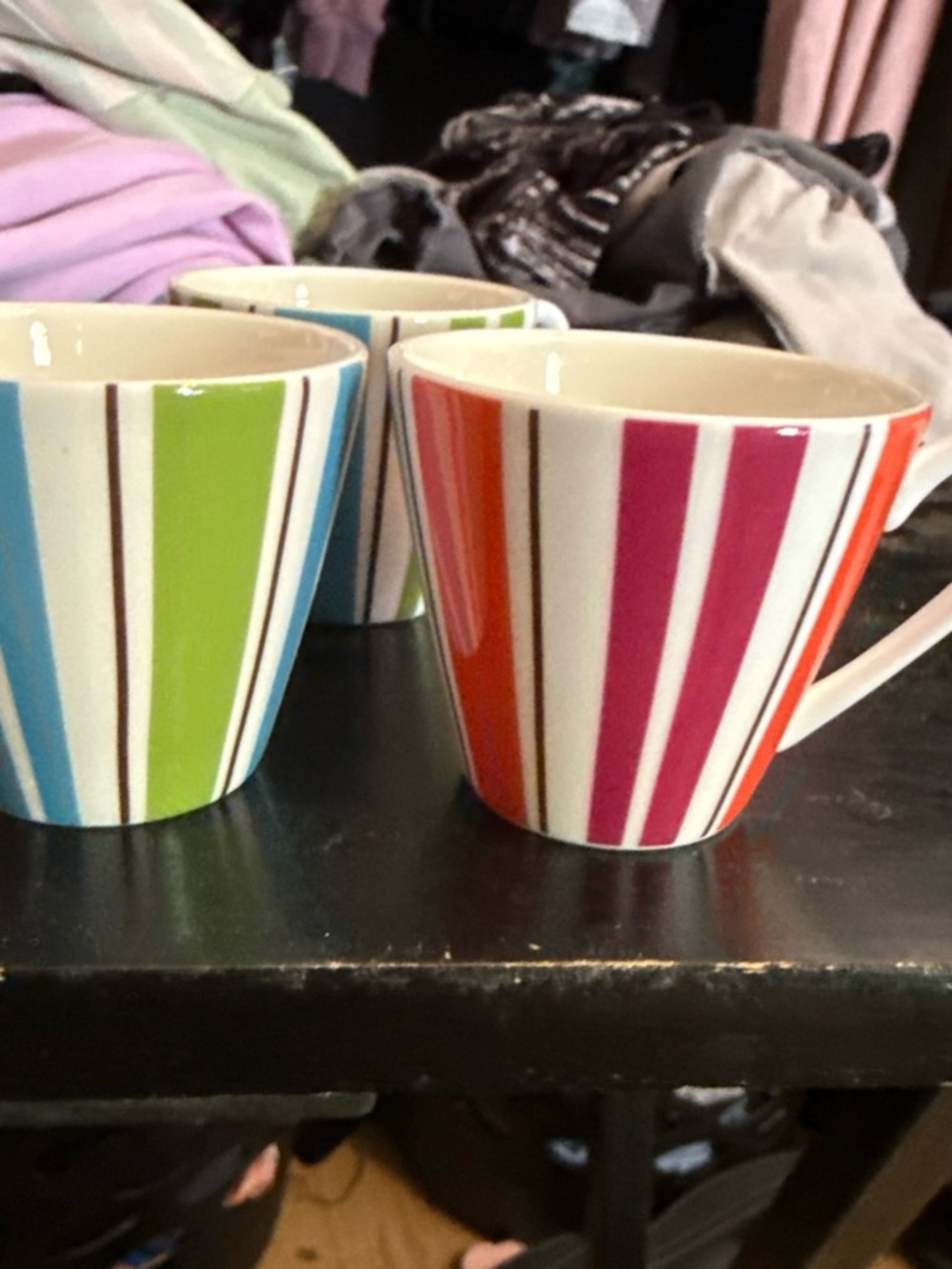 kate spade Striped Ceramic Mugs in Pink, Orange & Lime